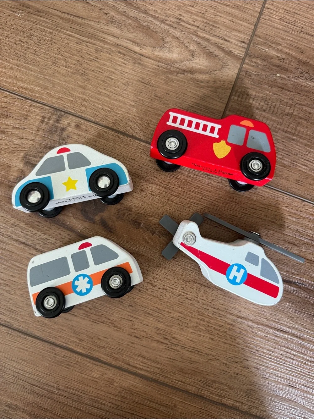 Melissa and Doug wooden emergency car toys